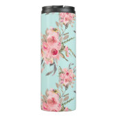 Bouteilles Isothermes Fleurs rose pâle sur bleu clair (Dos)
