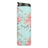 Bouteilles Isothermes Fleurs rose pâle sur bleu clair (Tourné sur la droite)