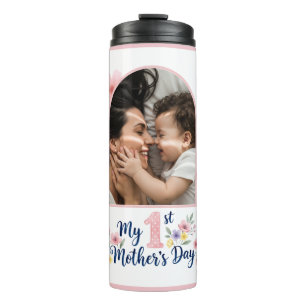 Bouteilles Isothermes Fleurs roses - 1er anniversaire de Maman - Cadeau
