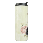 Bouteilles Isothermes fleurs roses blush noir (Tourné sur la gauche)