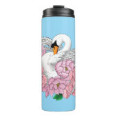 Bouteilles Isothermes Fleurs roses cygnes blanches (Devant)