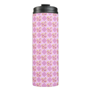 Bouteilles Isothermes Fleurs roses de lavande à carreaux motif Voyage