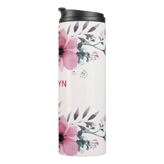 Bouteilles Isothermes Fleurs roses modernes (Tourné sur la droite)