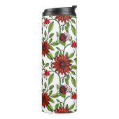 Bouteilles Isothermes Fleurs rouges abstraites et feuilles verts sur fon (Tourné sur la gauche)