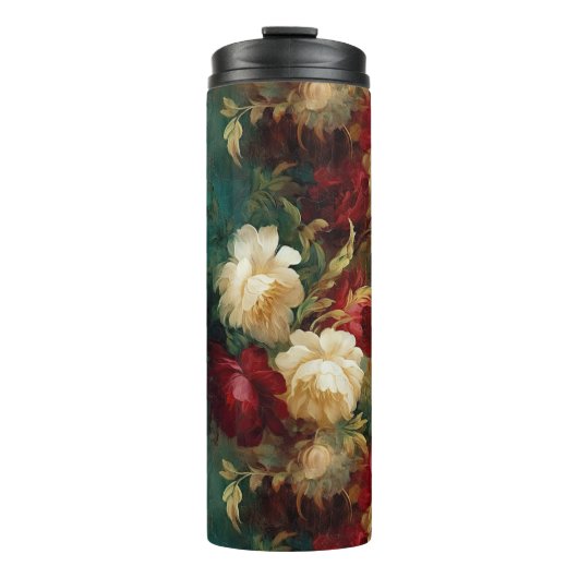 Bouteilles Isothermes Fleurs rouges blanches vertes (Devant)