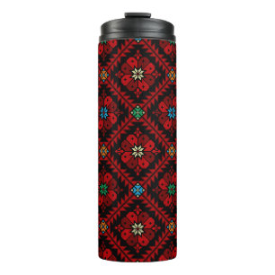 Bouteilles Isothermes Fleurs rouges Palestine Broderie tatreez Motif