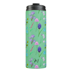 Bouteilles Isothermes Fleurs sauvages délicieux en vert menthe. Personna