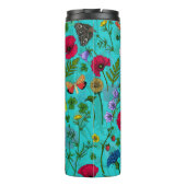 Bouteilles Isothermes Fleurs sauvages et papillons de nuit sur turquoise (Dos)