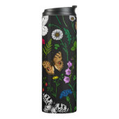 Bouteilles Isothermes Fleurs sauvages et papillons sur le noir (Tourné sur la gauche)