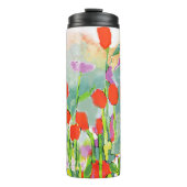 Bouteilles Isothermes Fleurs sauvages rouges dans l'aquarelle de terrain (Devant)