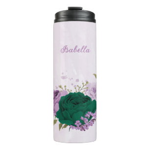 Bouteilles Isothermes fleurs vert émeraude violet 