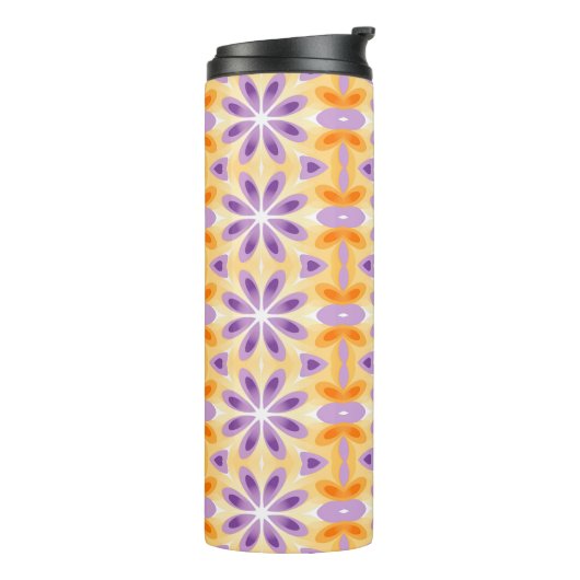 Bouteilles Isothermes Fleurs violet jaune orange (Tourné sur la gauche)