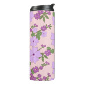 Bouteilles Isothermes Fleurs Violettes, Modèle Floral, Motif De Fleurs (Tourné sur la gauche)