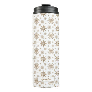 Bouteilles Isothermes Flocons de neige de couleur jaune doré avec motif