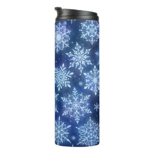 Bouteilles Isothermes Flocons de neige de magie d'hiver ciel bleu profon