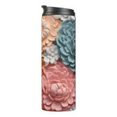 Bouteilles Isothermes Floral botanique rose et bleu 3D (Tourné sur la droite)