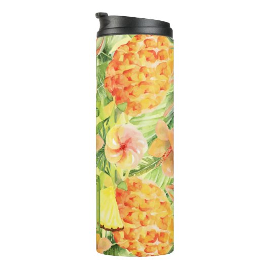 Bouteilles Isothermes Floral d'ananas monogramme (Tourné sur la droite)