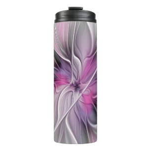 Bouteilles Isothermes Floral Fractal moderne Fleur Abstraite rose gris