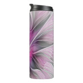 Bouteilles Isothermes Floral Fractal moderne Fleur Abstraite rose gris (Tourné sur la droite)