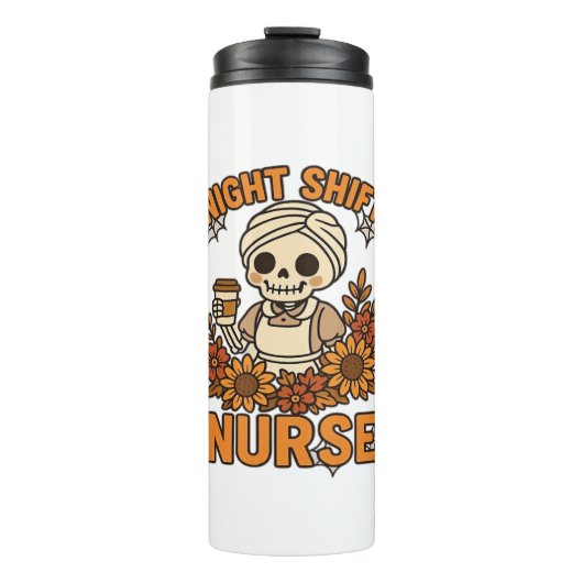 Bouteilles Isothermes Floral Night Shift Nurft Skeleton Halloween RN Nur (Devant)