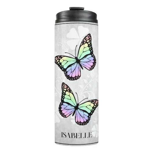 Bouteilles Isothermes Floral papillon arc-en-ciel personnalisé (Devant)