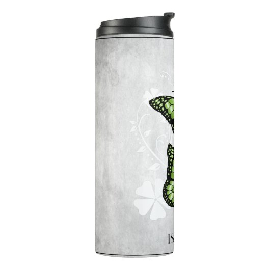 Bouteilles Isothermes Floral Papillon vert personnalisé (Tourné sur la gauche)