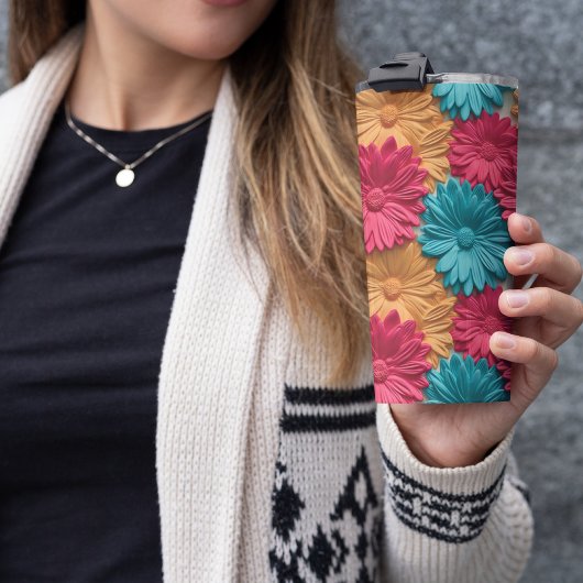 Bouteilles Isothermes Floral rose 3D