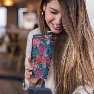 Bouteilles Isothermes Floral rose et bleu 3D