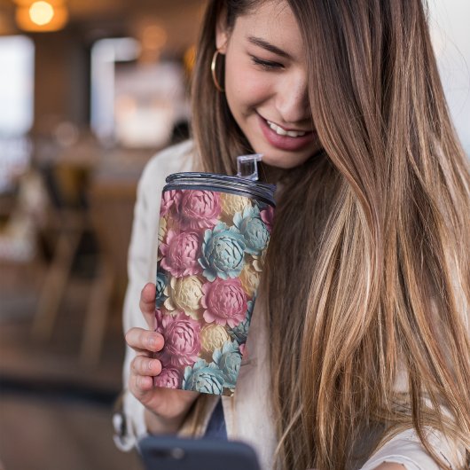 Bouteilles Isothermes Floral rose et bleu 3D