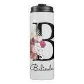 Bouteilles Isothermes Floral rose moderne B initial (Devant)