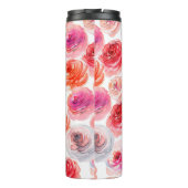 Bouteilles Isothermes Floral sans couture motif d'aquarelle rouge, blanc (Dos)