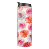 Bouteilles Isothermes Floral sans couture motif d'aquarelle rouge, blanc (Tourné sur la droite)