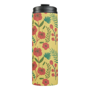 Bouteilles Isothermes Floral sans couture motif rouge jaune vert fleurs