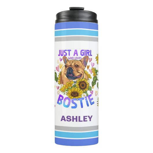 Bouteilles Isothermes Floral trainer de tournesol de Boston terrier Love (Devant)