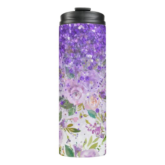 Bouteilles Isothermes *~* Floral Violet Parties scintillant Rose Motif G (Devant)