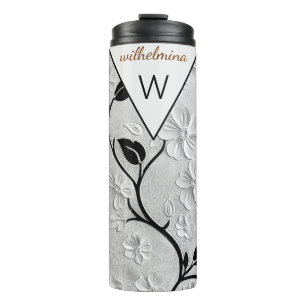 Bouteilles Isothermes Flore noire et blanche personnalisée