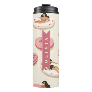 Bouteilles Isothermes Flotteur de piscine rose mignon personnalisé esthé