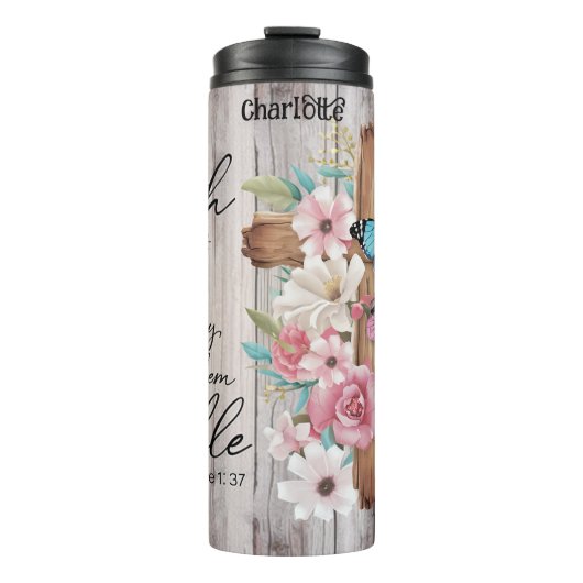 Bouteilles Isothermes Foi : Croix, Fleurs, Possibilité, Luc (Devant)