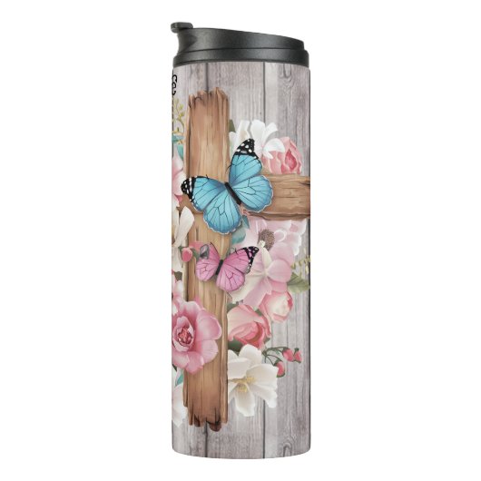 Bouteilles Isothermes Foi : Croix, Fleurs, Possibilité, Luc (Tourné sur la droite)