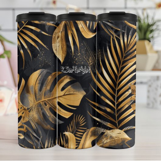 Bouteilles Isothermes Foliage tropical noir et or