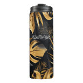 Bouteilles Isothermes Foliage tropical noir et or (Devant)