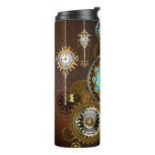 Bouteilles Isothermes Fond rouillé Steampunk avec verres turquoise (Tourné sur la gauche)
