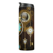 Bouteilles Isothermes Fond rouillé Steampunk avec verres turquoise (Tourné sur la droite)