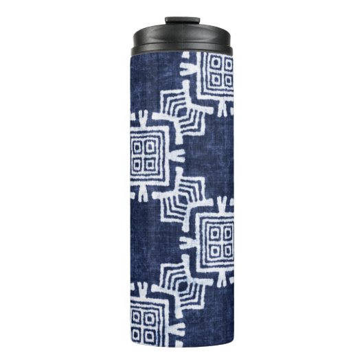 Bouteilles Isothermes Fond texturé à carreaux indigo torsadé. (Devant)