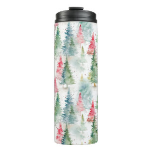 Bouteilles Isothermes Forêt, arbres de pin verts rouges de vacances