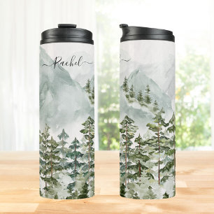 Bouteilles Isothermes Forêt de pins et montagnes monogrammées