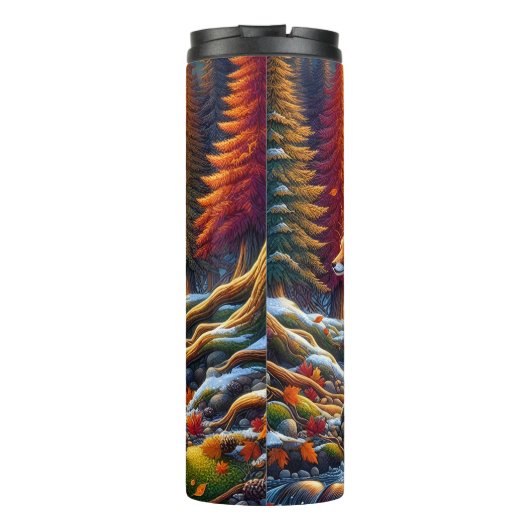 Bouteilles Isothermes Fox Traversant une rivière d'automne (Dos)