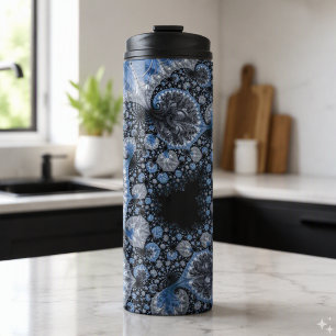Bouteilles Isothermes Fractale abstraite noire et bleue