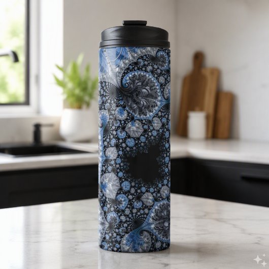 Bouteilles Isothermes Fractale abstraite noire et bleue