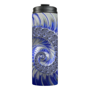 Bouteilles Isothermes Fractale moderne bleu gris blanc spiral